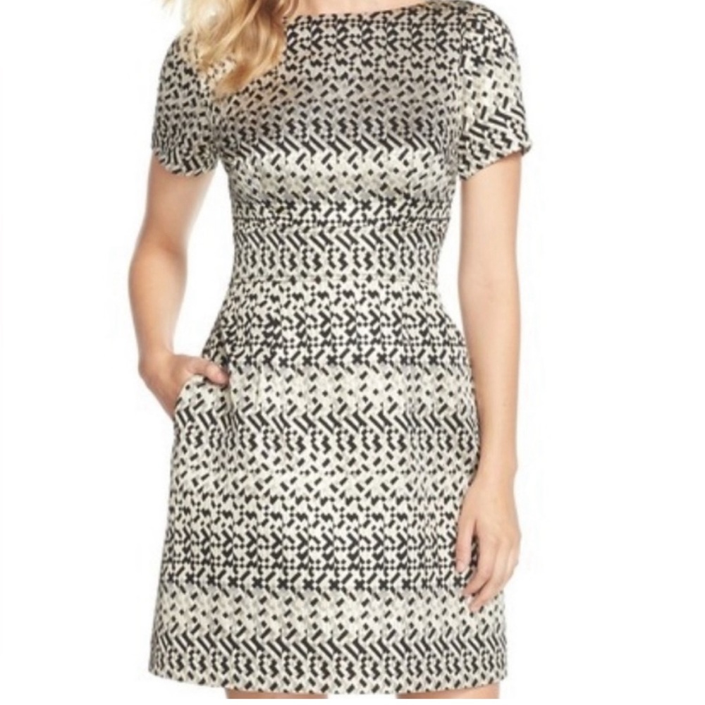 Vince Camuto Metallic Jacquard A-Line Dress